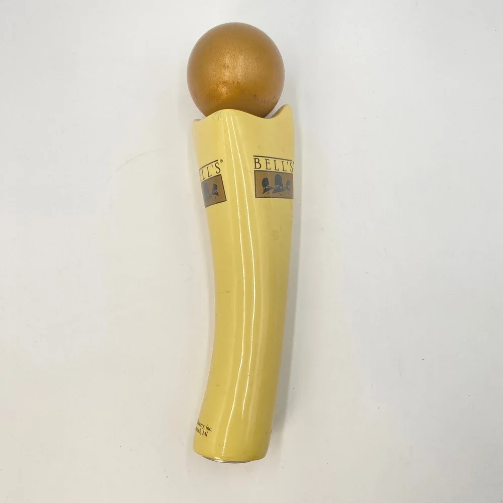 Bells Brewery Beer Tap Handle Cream Gold Sphere Ceramic Comstock MI 10.5 Inch